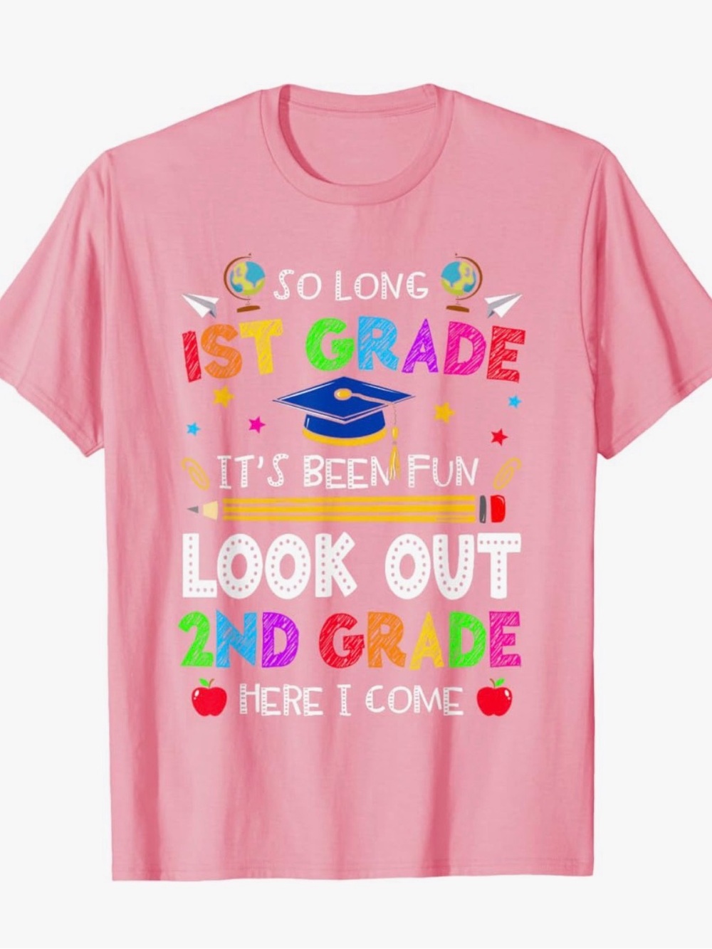 Pink 'So Long 1st Grade' Graphic T‑Shirt for Kids | Size: Small